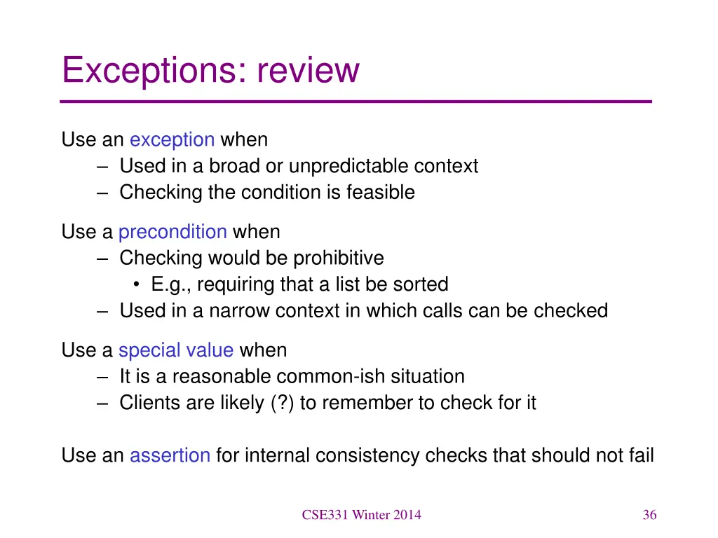exceptions review