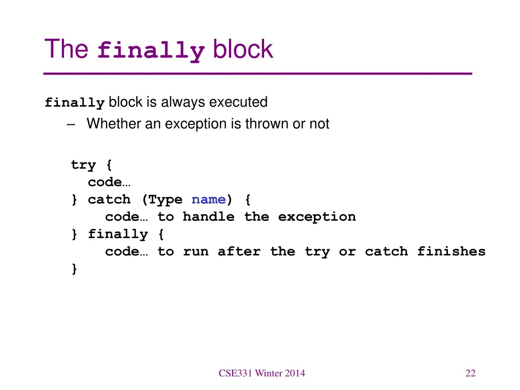 the finally block