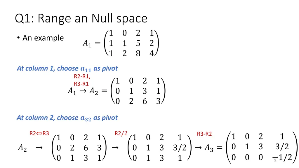 q1 range an null space 2