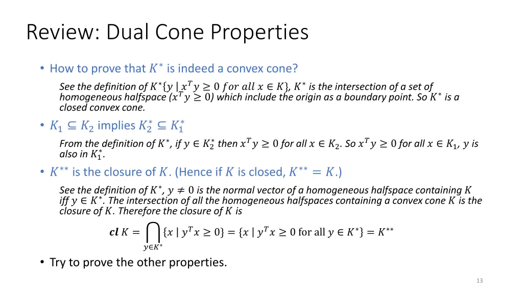 review dual cone properties