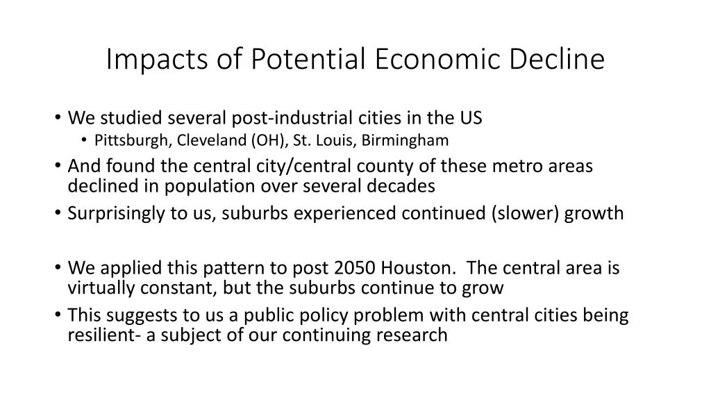 impacts of potential economic decline