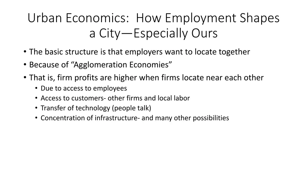 urban economics how employment shapes a city
