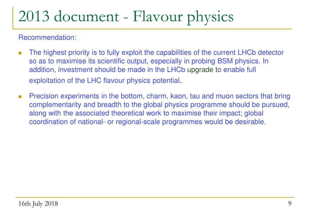 2013 document flavour physics