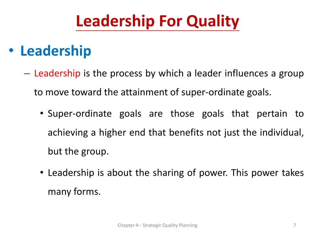 leadership for quality