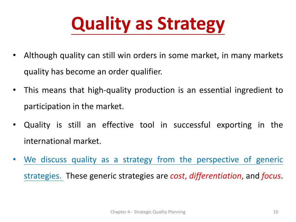 quality as strategy