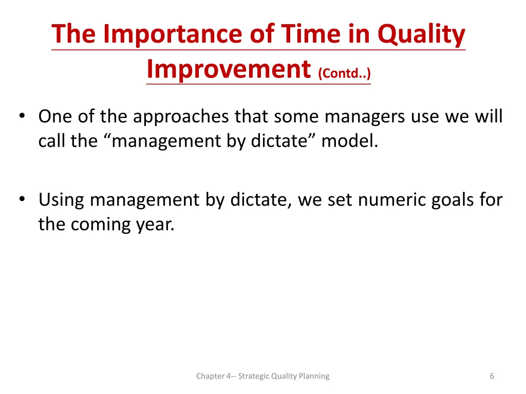 the importance of time in quality improvement 2