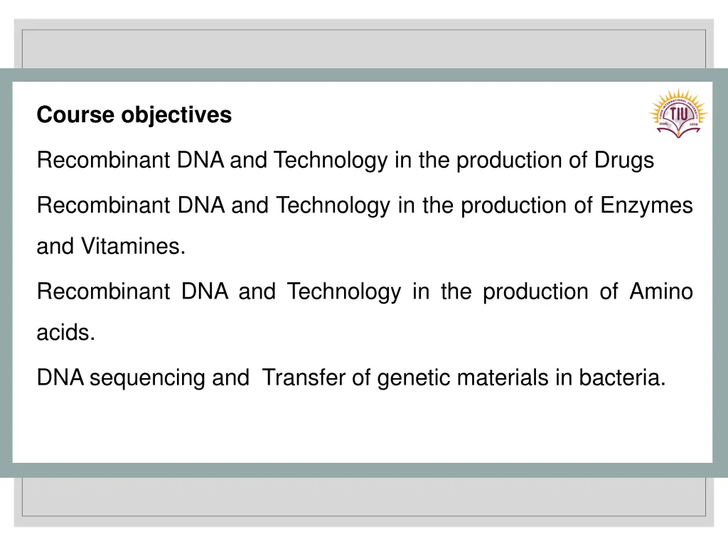 course objectives