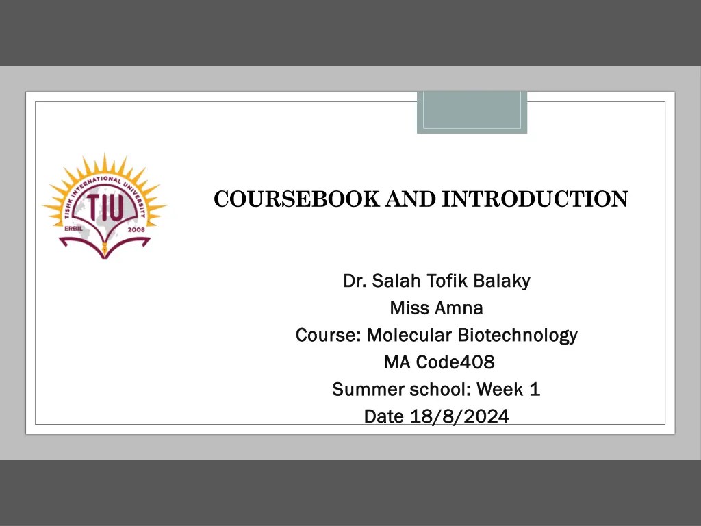 coursebook and introduction