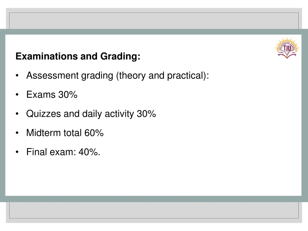 examinations and grading