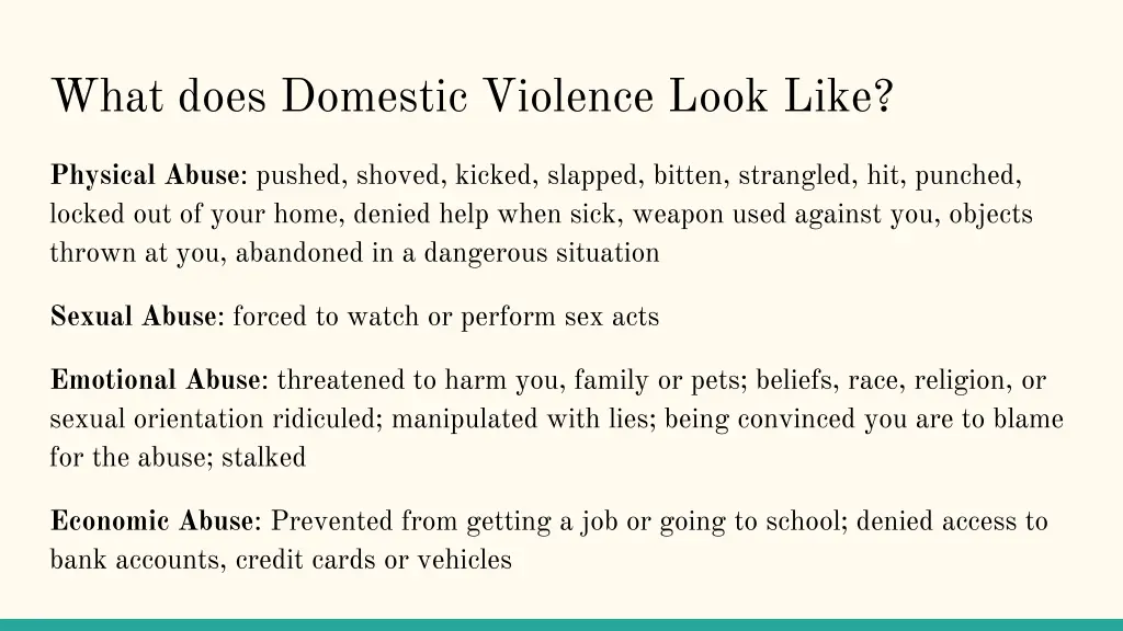 what does domestic violence look like