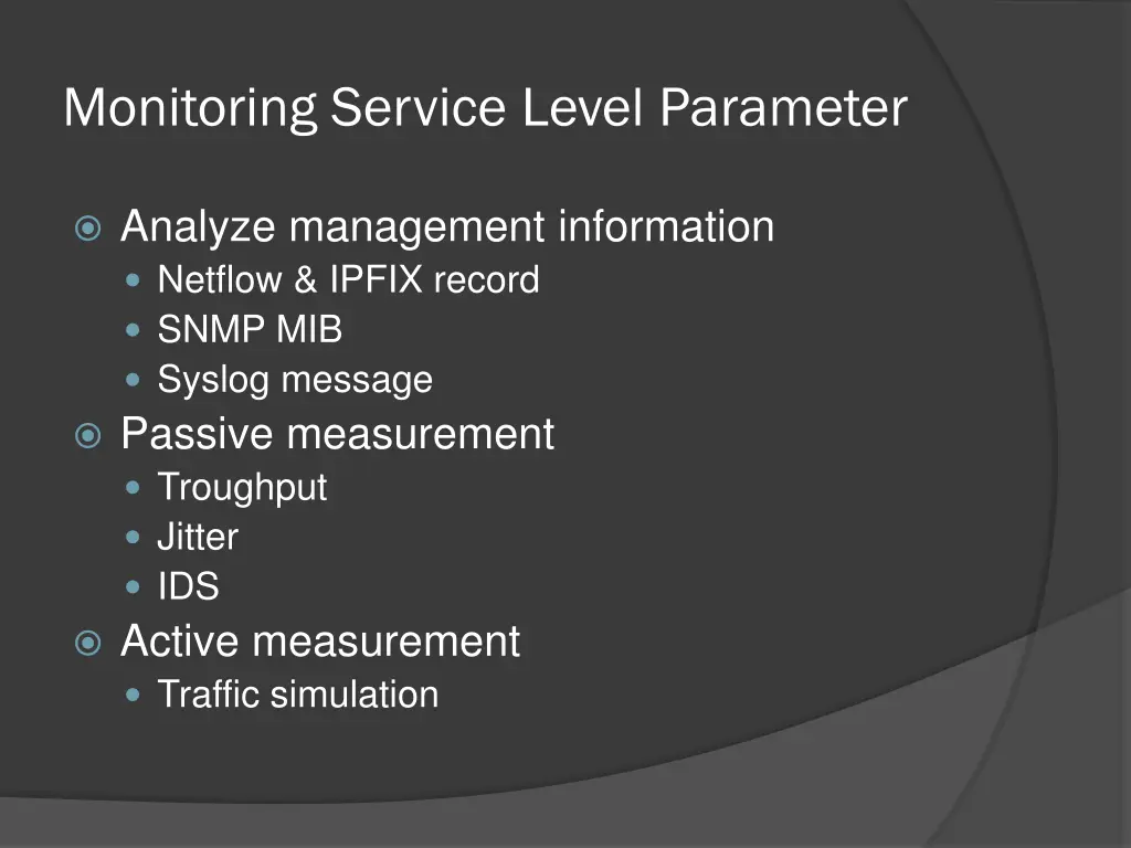 monitoring service level parameter