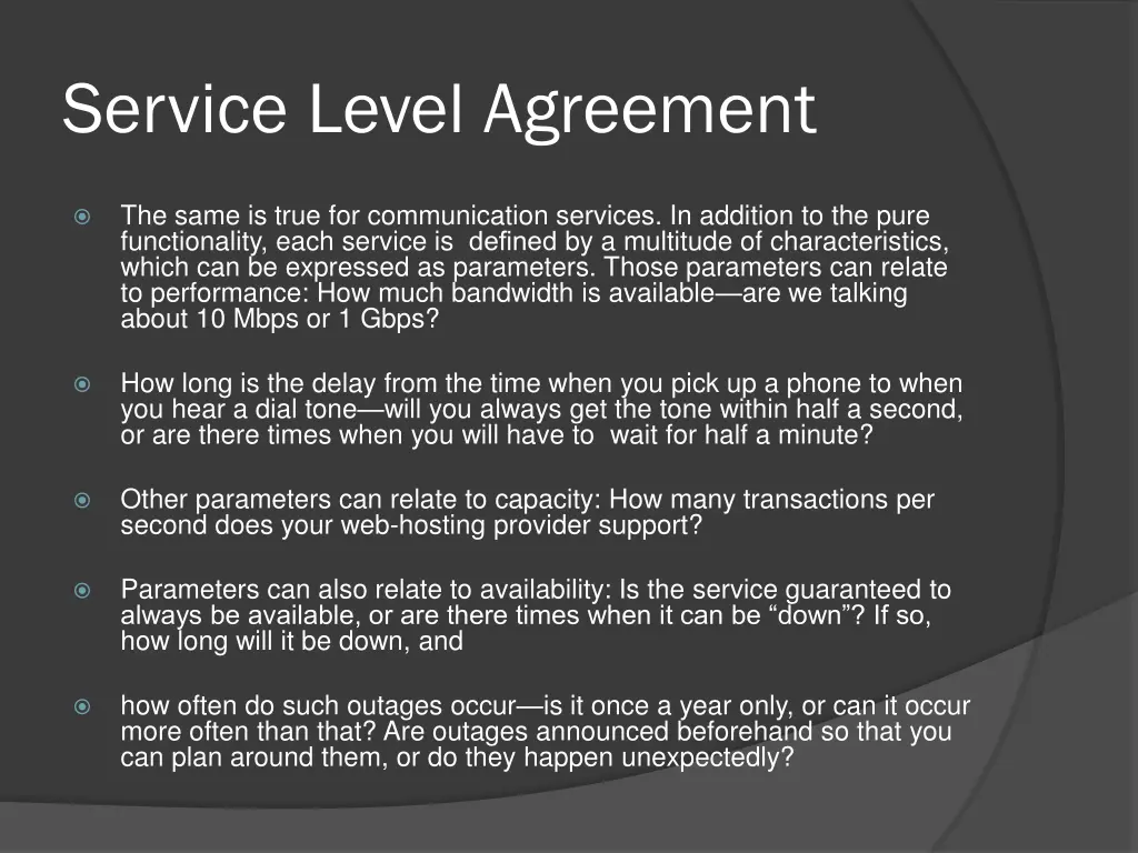 service level agreement