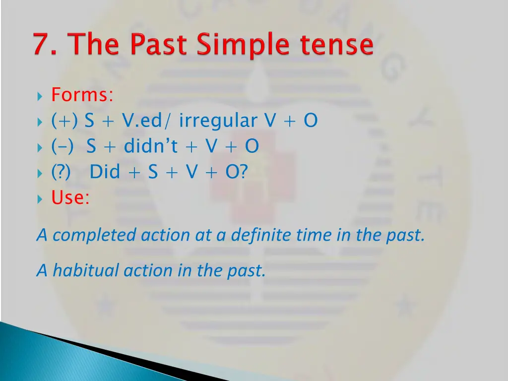 forms s v ed irregular v o s didn