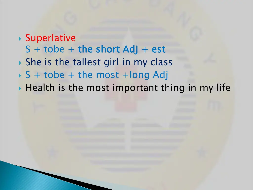 superlative s tobe the short she is the tallest