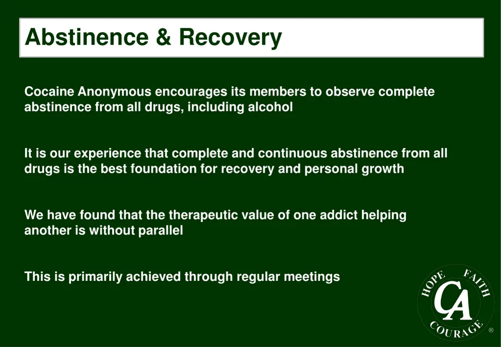 abstinence recovery
