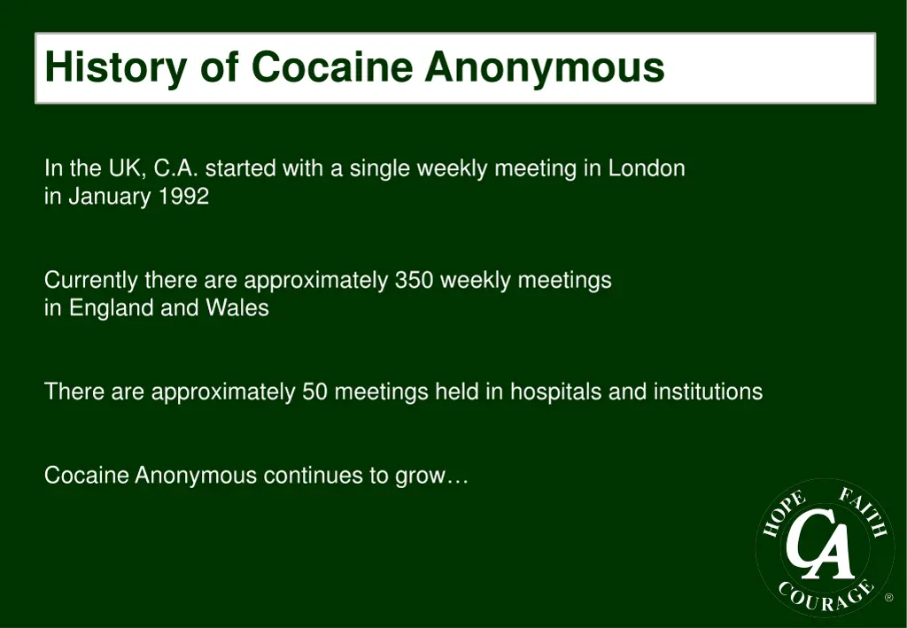 history of cocaine anonymous 1
