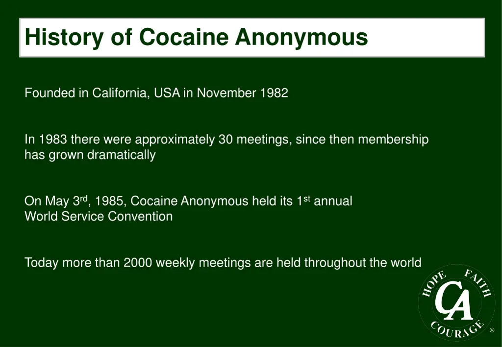 history of cocaine anonymous