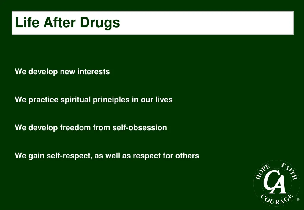 life after drugs