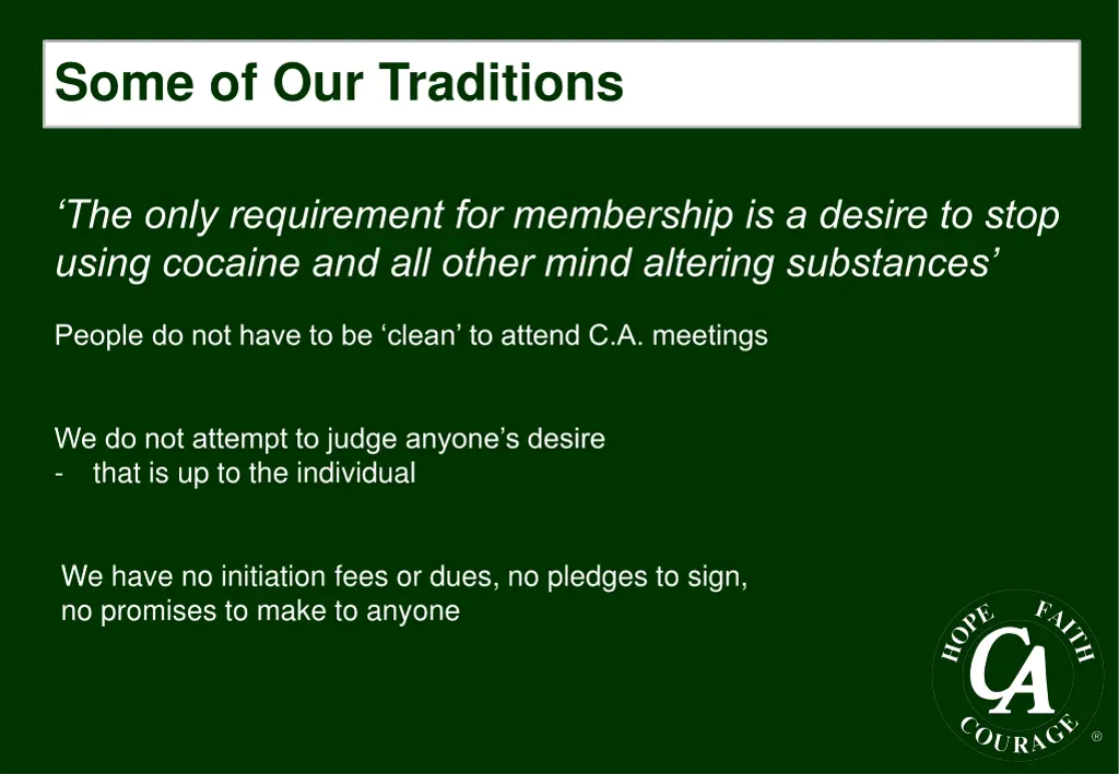 some of our traditions