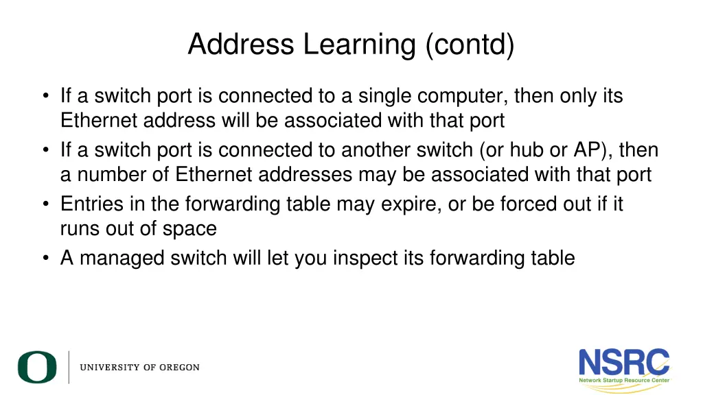 address learning contd
