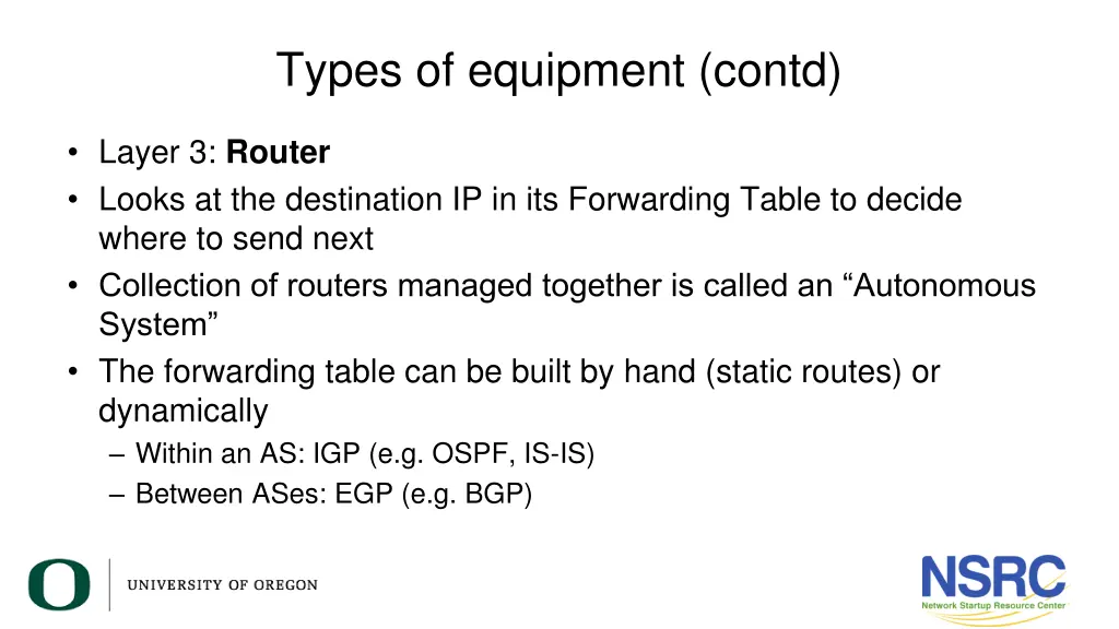 types of equipment contd 1