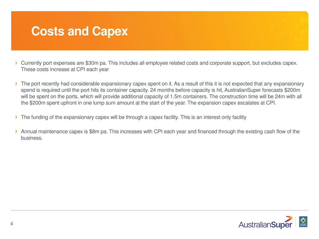 costs and capex