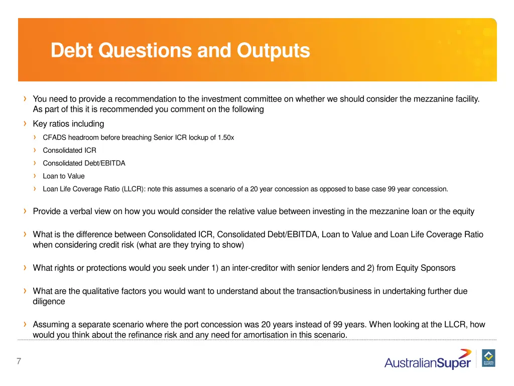 debt questions and outputs