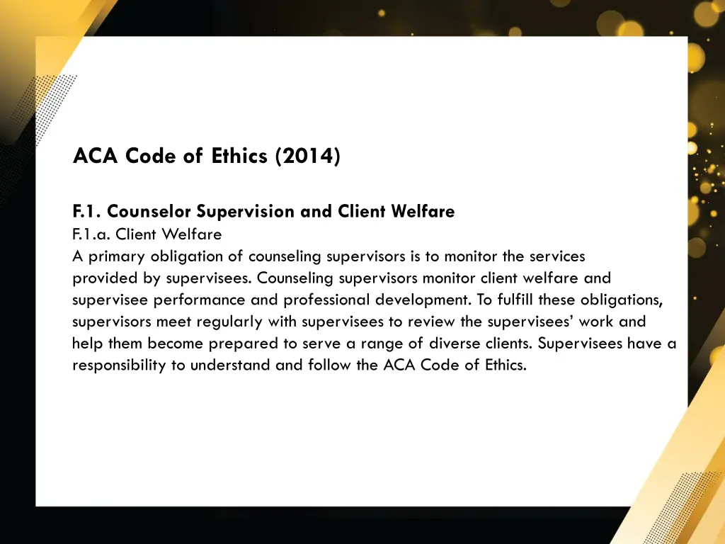 aca code of ethics 2014