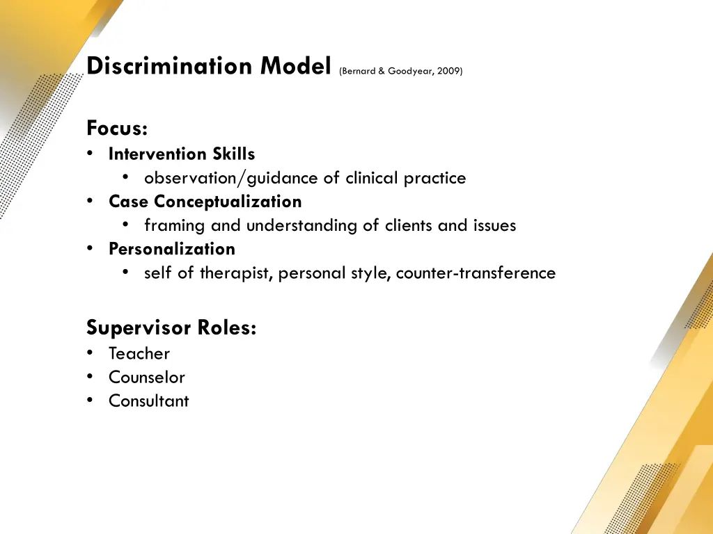 discrimination model bernard goodyear 2009
