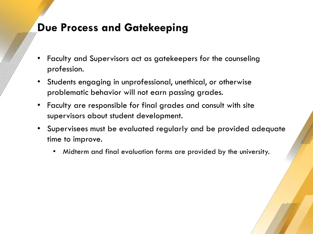 due process and gatekeeping