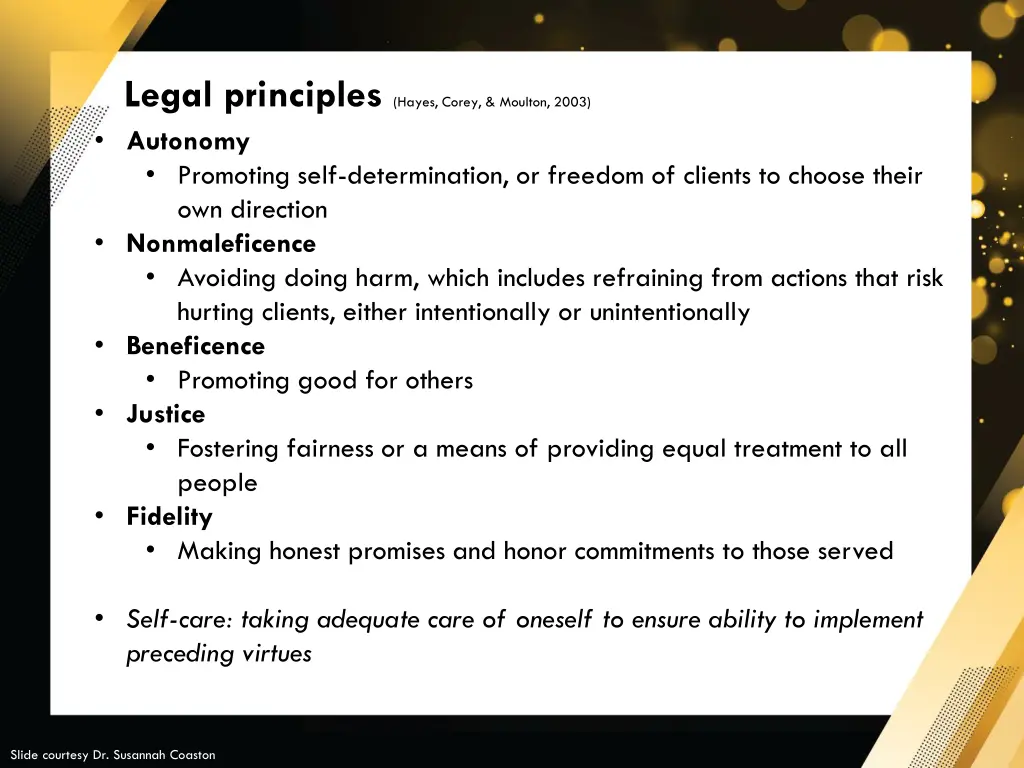 legal principles hayes corey moulton 2003 1