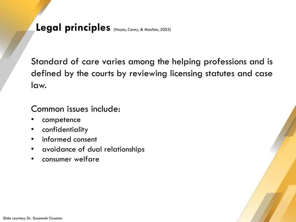 legal principles hayes corey moulton 2003
