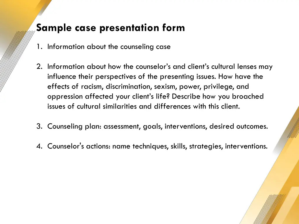 sample case presentation form