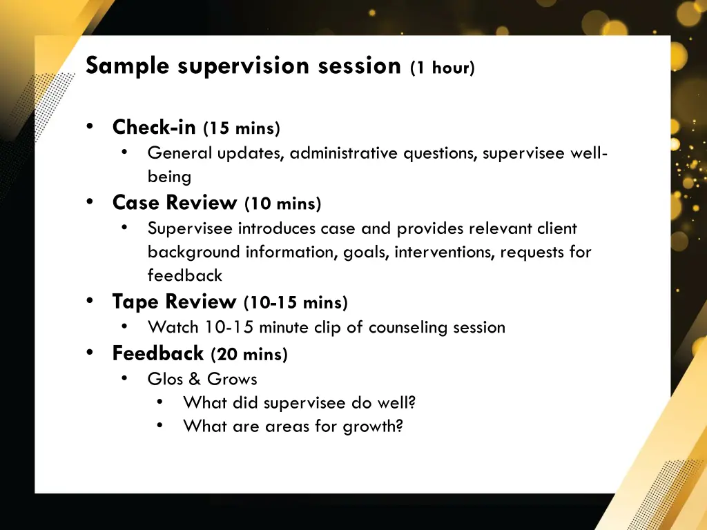 sample supervision session 1 hour