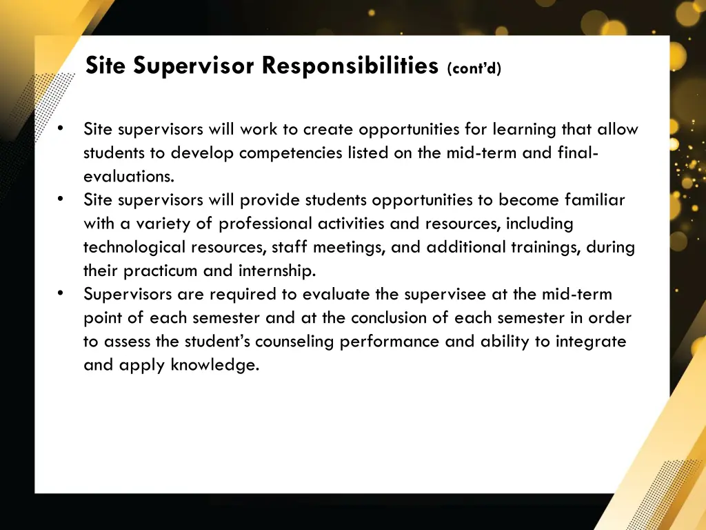 site supervisor responsibilities cont d