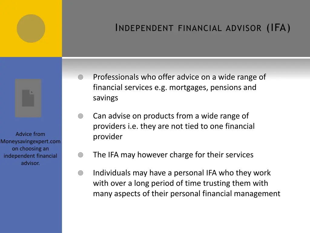 i ndependent financial advisor ifa