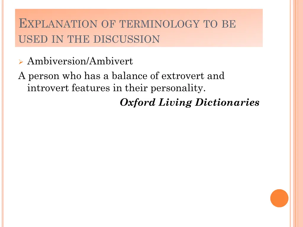 e xplanation of terminology to be used 1