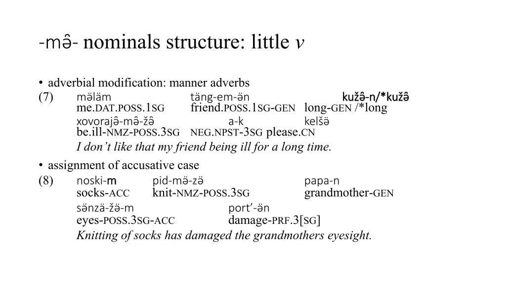 m nominals structure little v