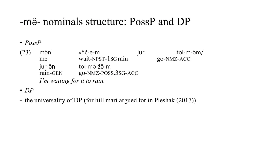 m nominals structure possp and dp