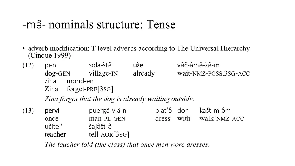 m nominals structure tense 1