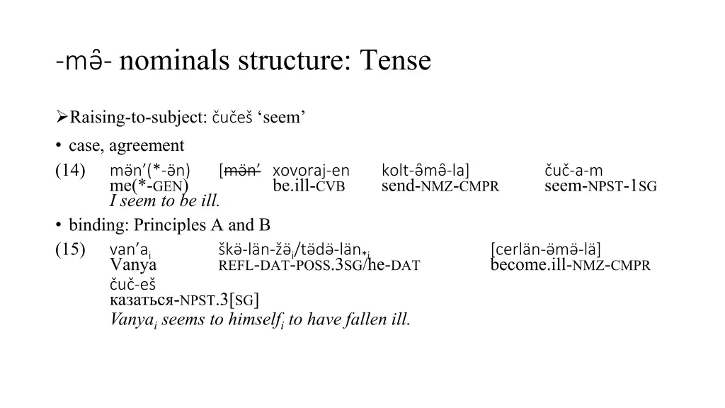 m nominals structure tense 2
