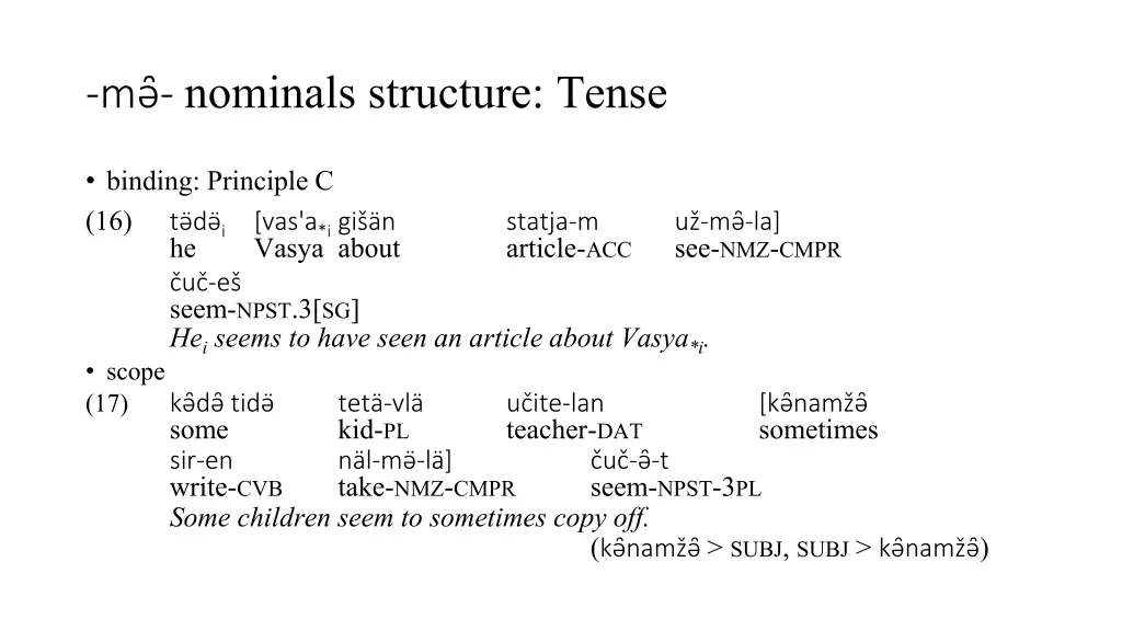 m nominals structure tense 3