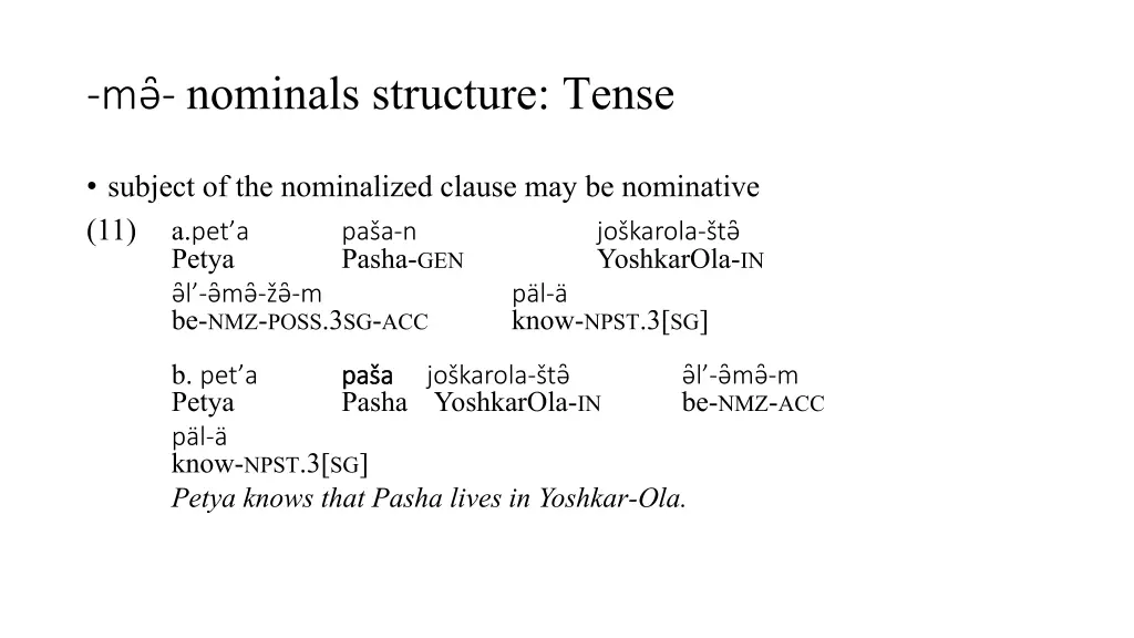 m nominals structure tense