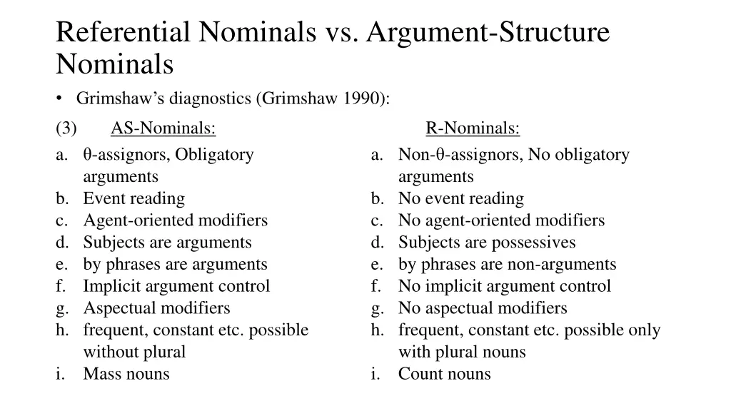 referential nominals vs argument structure 1