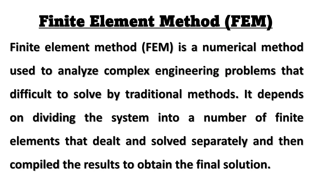 finite element method fem finite element method