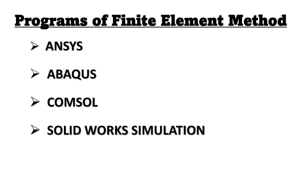 programs of finite programs of finite element
