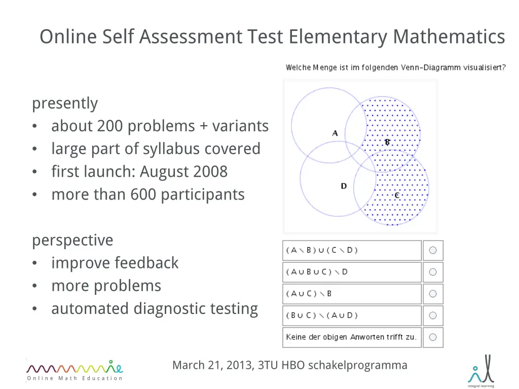 online self assessment test elementary mathematics 2