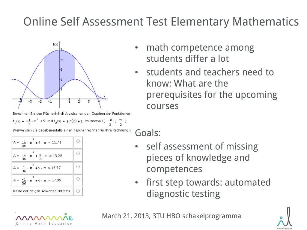 online self assessment test elementary mathematics