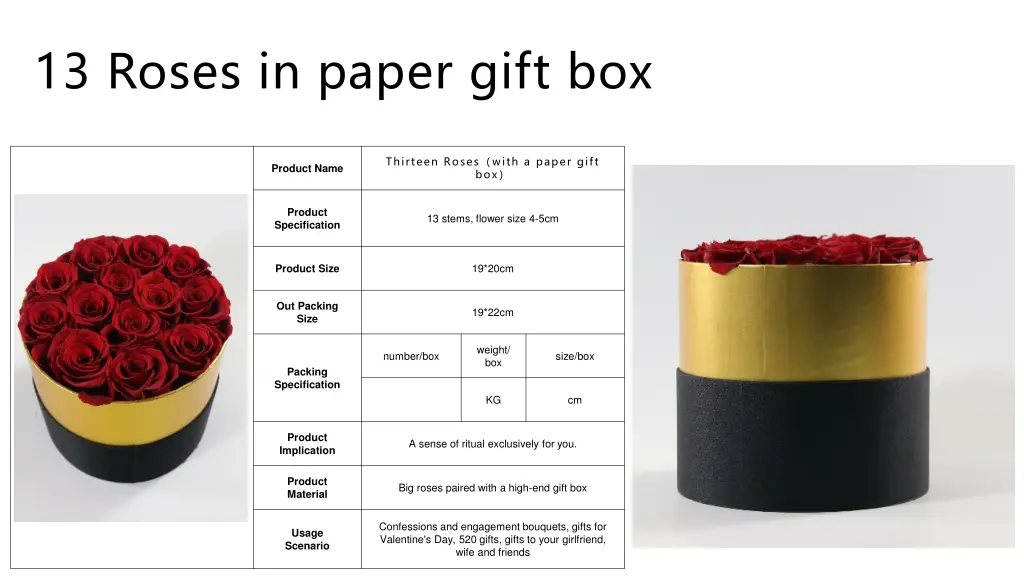 13 roses in paper gift box