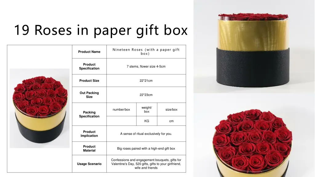 19 roses in paper gift box